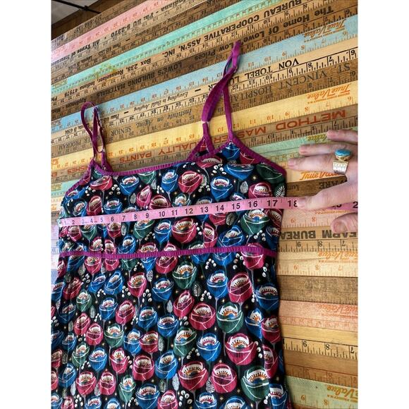 VINTAGE Apsara Mod Floral Babydoll Y2K Slip Dress Retro Cotton Sz XL Tank 90s - Picture 12 of 14